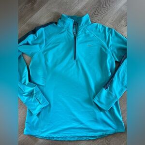 Nike Teal Blue Performance Quarter-Zip Long Sleeve Pullover